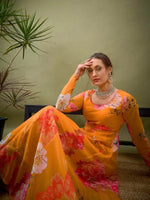 Women Yellow Floral Anarkali Kurta