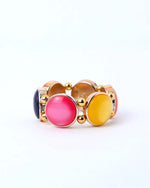 Gold Plated With Multi Colored Stone Studded Wraparound Bracelet-VOJ211