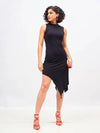 Women Black Asymmetric Back Cut-Out Dress