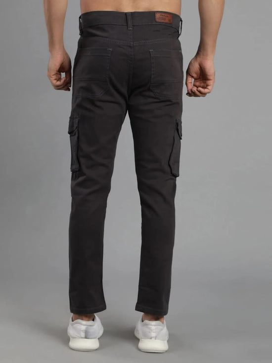 Solid Cargo Pants with 6 pockets-Grey-HC3015-30