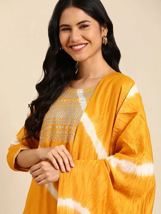 Women's Yellow Tie Dye Kurta Set-ON-617-Yellow