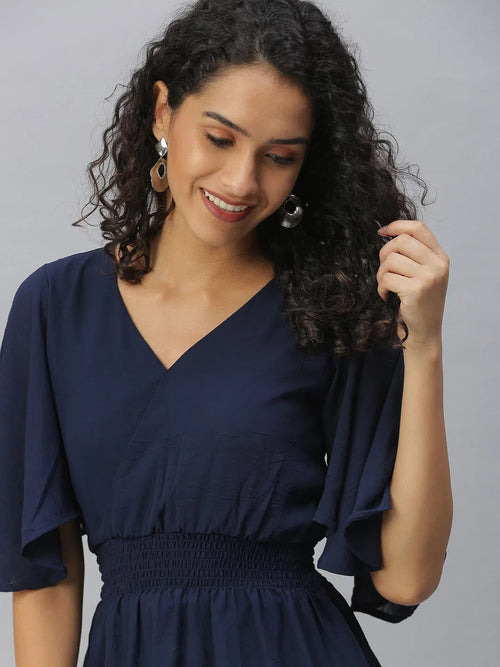 Women's Navy Blue Solid Tops-AE-10307-Navyblue