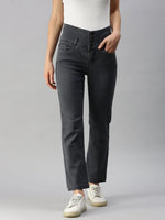 Women's Grey Solid Fit Denim Jeans-IM-9797B-Grey