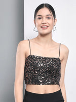 Golden Sequin Crop Top