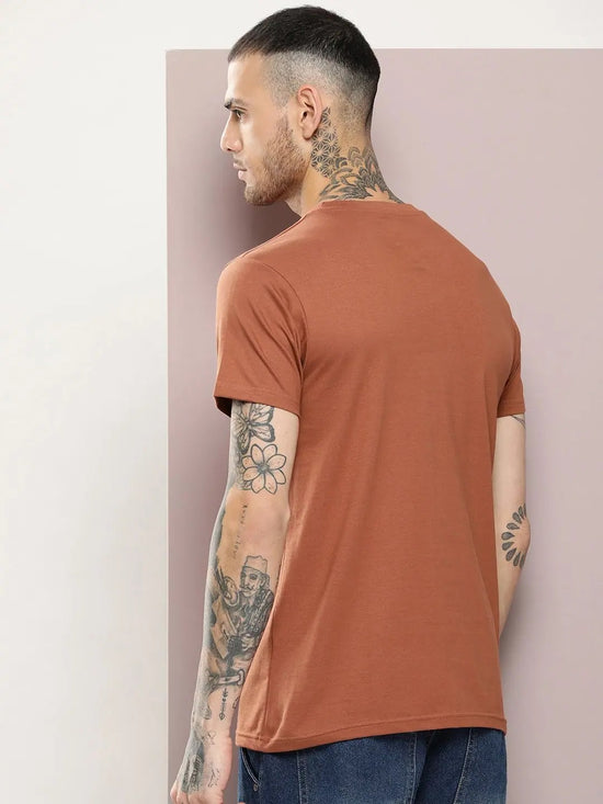 Dillinger Men's Brown Plain T-Shirt-DLCR18159BRN-S