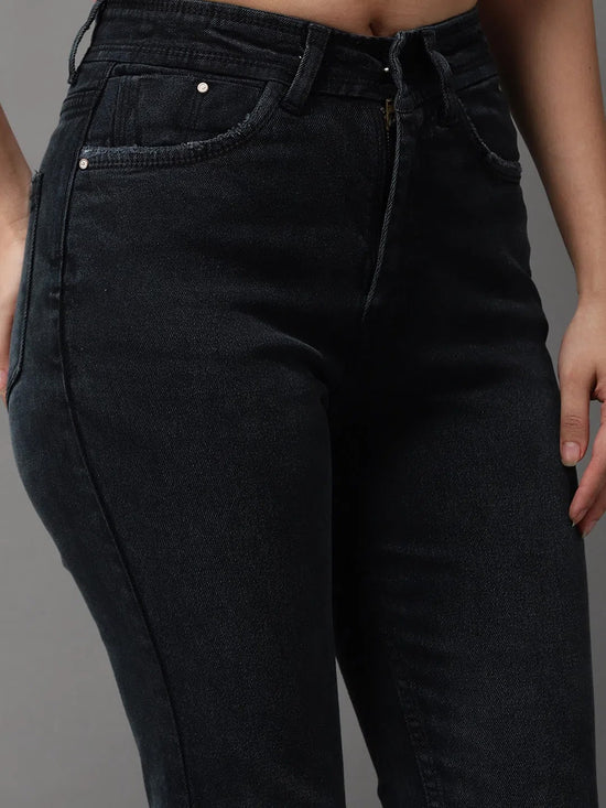 Women's Charcoal Solid Slim Fit Denim Jeans-GZ-5178A-Charcoal