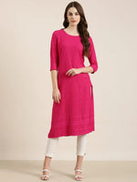 Women Pink Embellished Straight Kurta-RA-074-Pink