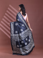 Black Silk Soft Saree With Texture Print-MA60BSL01400054