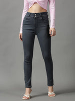 Women's Grey Solid Skinny Fit Denim Jeans-GZ-5281-Grey