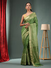 Green Blended Silk Handwoven Saree With Zari Border-MA50BSL34830111