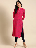 Women's Pink Printed Straight Kurta-GW-500-W-Pink