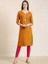 Women Mustard Striped Straight Kurta-NJ-3569282-Mustard