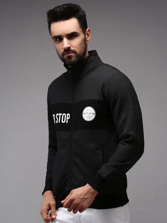 Men Black Printed Sweatshirt-OTSS-20-Black