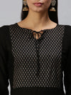 Women's Black Geometrical Straight Kurti-RF082-Black