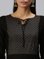 Women's Black Geometrical Straight Kurti-RF082-Black