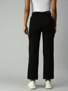 Women's Black Solid Denim Wide Leg Jeans-IM9830-Black