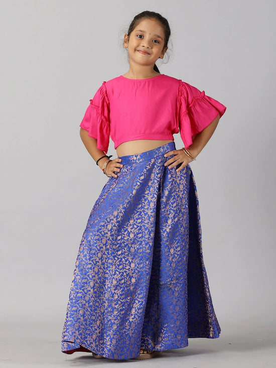 Girls Ethnic Half Sleeve Choli & Lehenga set-AW23GEST075015