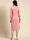 Women's Pink Solid Straight Kurta-SKC-814-Pink