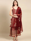 Women's Maroon Printed Kurta Set-FS-2808-Maroon