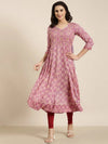 Women Anarkali Lavender Ethnic Motifs Kurta-AT-A1303-LG-Lavender