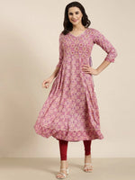 Women Anarkali Lavender Ethnic Motifs Kurta-AT-A1303-LG-Lavender