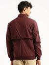 Men Maroon Mock Collar Solid Bomber-STCW-J-13-Maroon