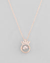 Rose Gold Plated Chain With AD Studded crown Shaped Pendent-VOJ350