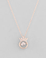 Rose Gold Plated Chain With AD Studded crown Shaped Pendent-VOJ350