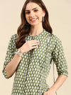 Women's Green Printed Straight Kurta-GW-500-31-Green