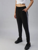 Women's Black Solid Track Pants-GF-12-Black