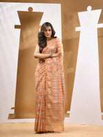 Beige Cotton Blend Handwoven Saree With Paisey Motifs-MA53BCT041400059