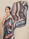 Avanshee Women's Latest Bollywood Striped Satin Saree With Unstiched Blouse-AVN-8082-GREY