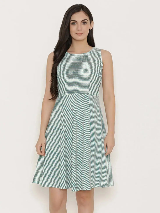 Striped skater Dress in Blue