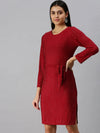 Women Red Solid Sheath Dress-AE-9878-Red