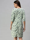 Women Green Printed A-Line Dress-AE-9892-Greennavyblue