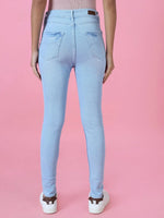 Women's Blue Solid Skinny Fit Denim Jeans-GZ-5268-Blue