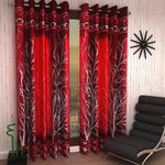 Home Sizzler 2 Piece Eyelet Polyester Door Curtain Set - 7ft, Maroon