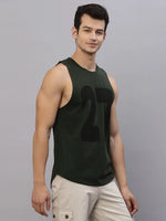 Rigo Mint Printed Round Neck Sleeveless T-Shirt Vest-SD04221065-L