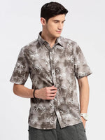 Men Spread Collar Floral Grey Casual Shirt-NAHAR-2174-Grey