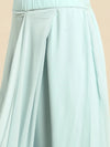 Blouse with prestiched frill gown in Powder Blue