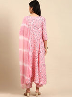 Women's Pink Printed Kurta Set-ON-596-Pink