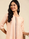 Women's Peach Printed Straight Kurta-ARE-1902-Peach