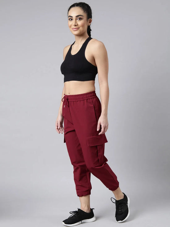 Women Solid Slim Fit Maroon Joggers Track Pant-AE-10905-Maroon