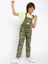 Tales & Stories Boys Olive Regular Fit Lycra Print Dungaree