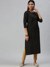 Women's Black Printed Straight Kurta-CR1445-Black