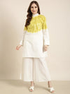 Women Off White Dyed Tunic & Palazzos Set-ON-739-Offwhite