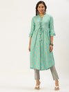 Women's Turquoise Blue Paisley A-Line Kurta-KG-8109-Turquoiseblue