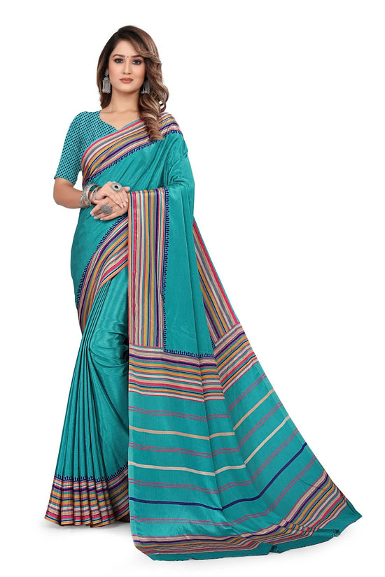 Vimla Women's Blue Turkey Art Silk Uniform Saree with Blouse Piece-7131_TP