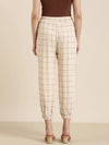 Women Cream Checked Jogger-AE-10472-Creamolive