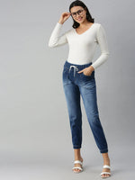 Women's Blue Solid Denim Jeans-CR-7806-Blue